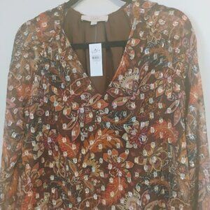 LOFT Embroidered Floral Sheer Blouse in Size S *NWT*